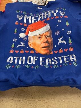 Blue Novelty Holiday Sweater - 'Merry 4th of Easter'